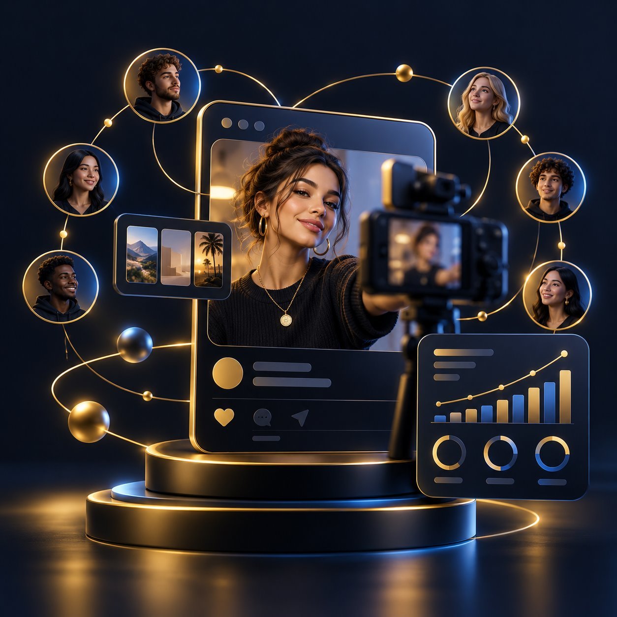 Influencer marketing partnership and audience reach illustration