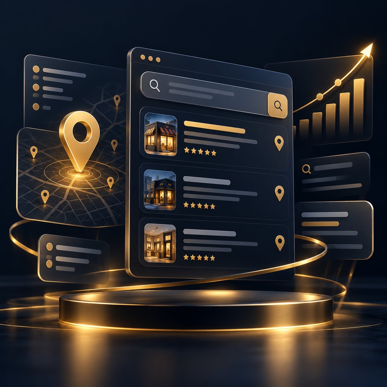 Search engine and local visibility marketing dashboard illustration